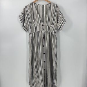 Linen blend sandy beach colors midi relaxed fit dress spring summer Small